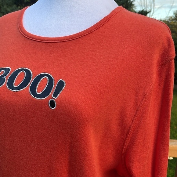 NWT Halloween 🎃 Boo! Ladies Shirt, XL, Orange, Cotton/Poly, Ghost Boo - black - Picture 4 of 15